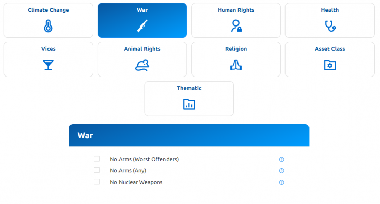 Ethical ESG investing war weapons